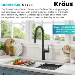 KRAUS Oletto Tall Modern Single-Handle Touch Activated with Pull Down Sprayer in Matte Black