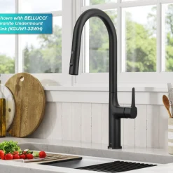 KRAUS Oletto Tall Modern Single-Handle Touch Activated with Pull Down Sprayer in Matte Black