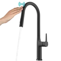 KRAUS Oletto Tall Modern Single-Handle Touch Activated with Pull Down Sprayer in Matte Black