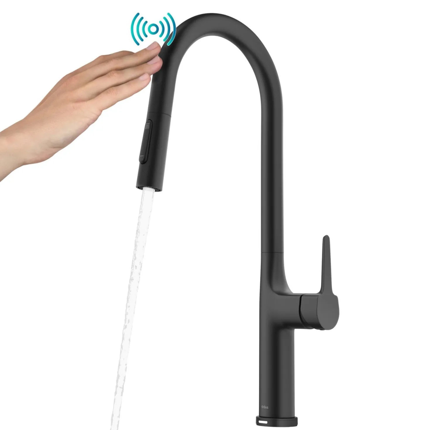 KRAUS Oletto Tall Modern Single-Handle Touch Activated with Pull Down Sprayer in Matte Black