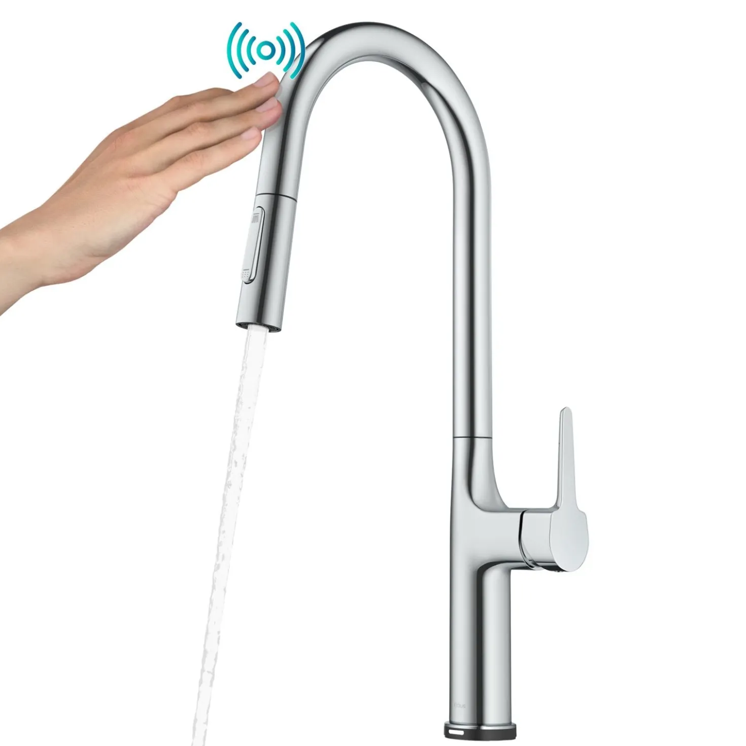 KRAUS Oletto Tall Modern Single-Handle Touch Activated with Pull Down Sprayer in Chrome