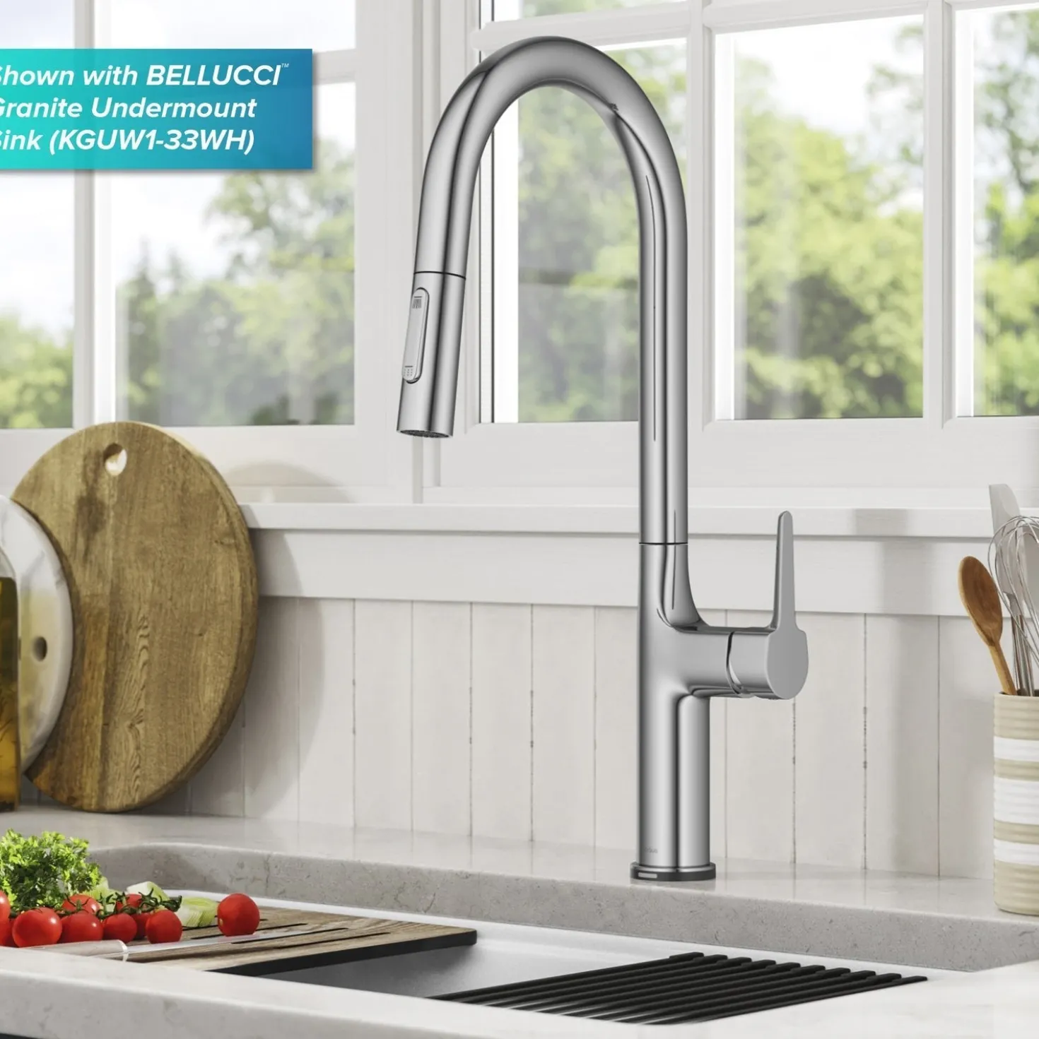 KRAUS Oletto Tall Modern Single-Handle Touch Activated with Pull Down Sprayer in Chrome