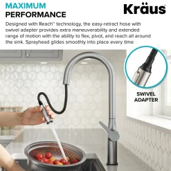 KRAUS Oletto Tall Modern Single-Handle Touch Activated with Pull Down Sprayer in Chrome