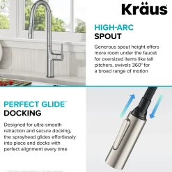 KRAUS Oletto Tall Modern Single-Handle Touch Activated with Pull Down Sprayer in Chrome