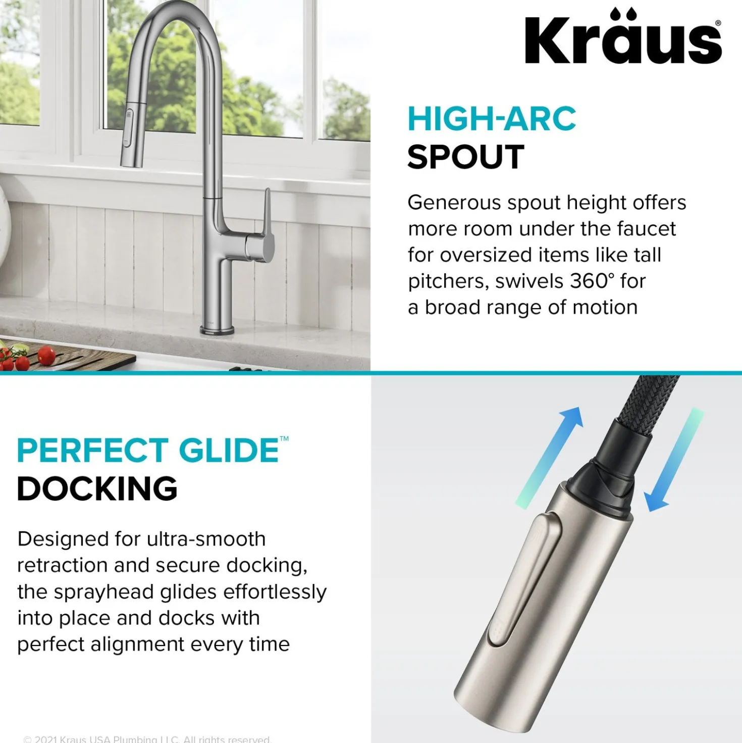 KRAUS Oletto Tall Modern Single-Handle Touch Activated with Pull Down Sprayer in Chrome