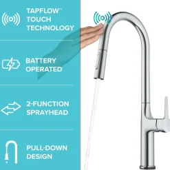 KRAUS Oletto Tall Modern Single-Handle Touch Activated with Pull Down Sprayer in Chrome