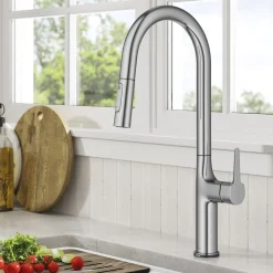 KRAUS Oletto Tall Modern Single-Handle Touch Activated with Pull Down Sprayer in Chrome