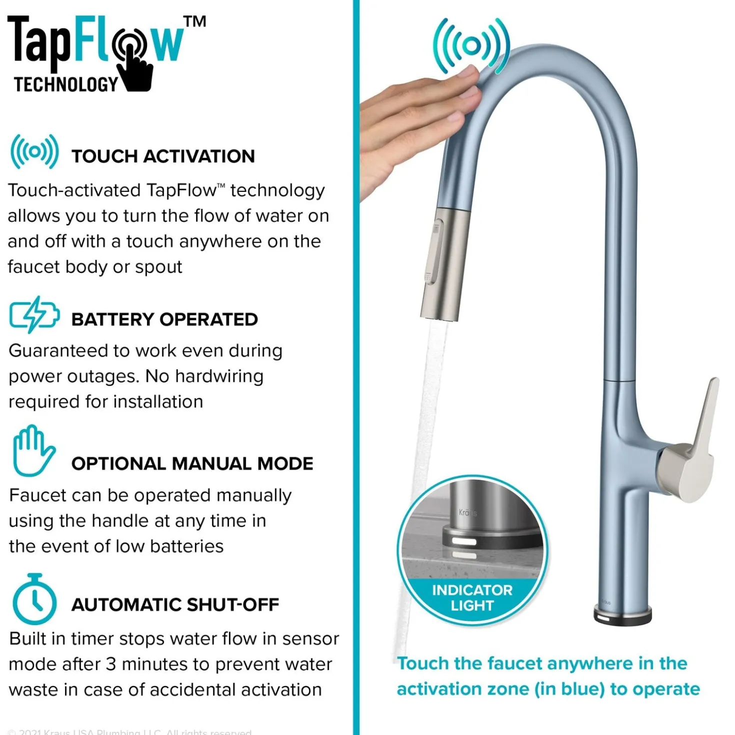 KRAUS Oletto Tall Modern Single-Handle Touch Activated with Pull Down Sprayer in Chrome