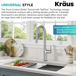 KRAUS Oletto Tall Modern Single-Handle Touch Activated with Pull Down Sprayer in Chrome