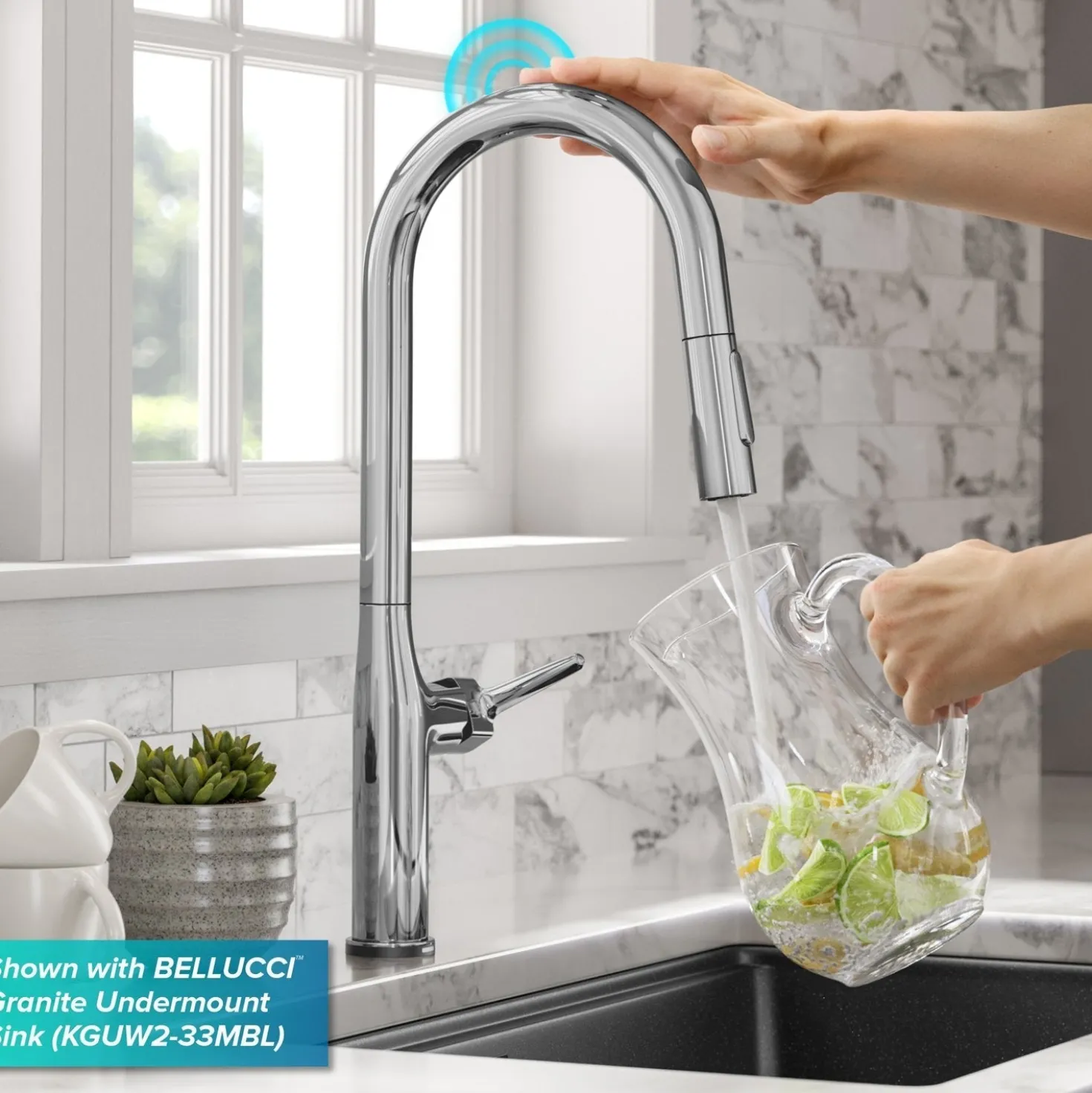 KRAUS Oletto Tall Modern Single-Handle Touch Activated with Pull Down Sprayer in Chrome
