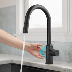 KRAUS Oletto Touchless Pull-Down Kitchen Faucet in Matte Black