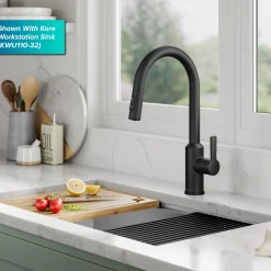 KRAUS Oletto Touchless Pull-Down Kitchen Faucet in Matte Black