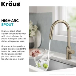 KRAUS Oletto Touchless Pull-Down Kitchen Faucet in Spot-Free Antique Champagne Bronze