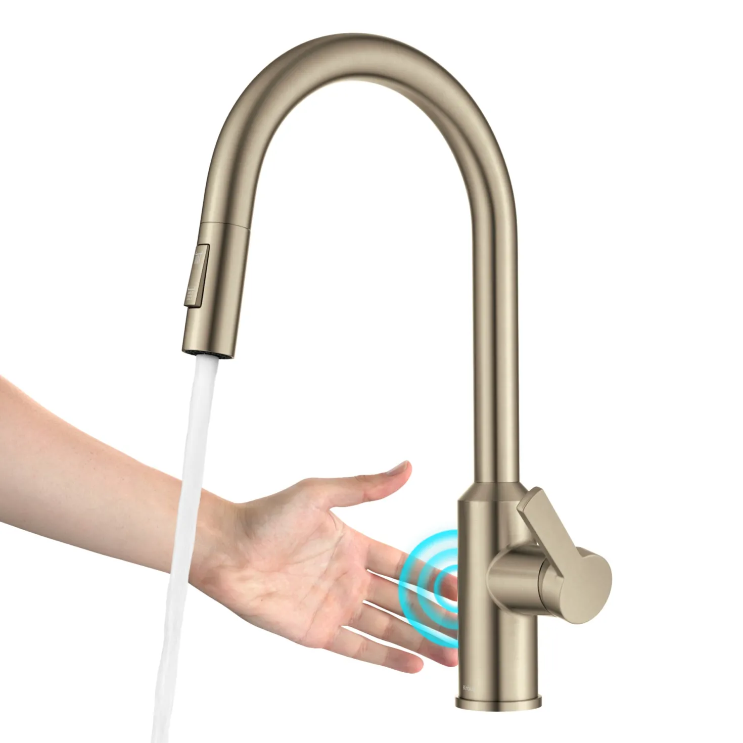 KRAUS Oletto Touchless Pull-Down Kitchen Faucet in Spot-Free Antique Champagne Bronze