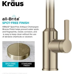 KRAUS Oletto Touchless Pull-Down Kitchen Faucet in Spot-Free Antique Champagne Bronze