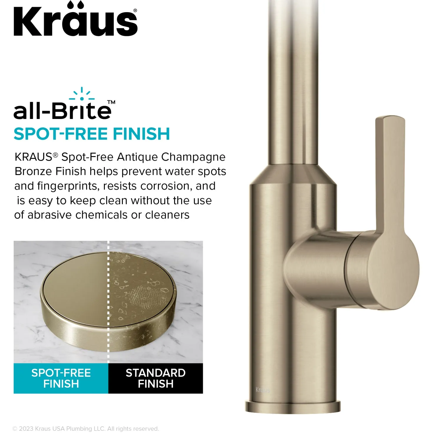 KRAUS Oletto Touchless Pull-Down Kitchen Faucet in Spot-Free Antique Champagne Bronze