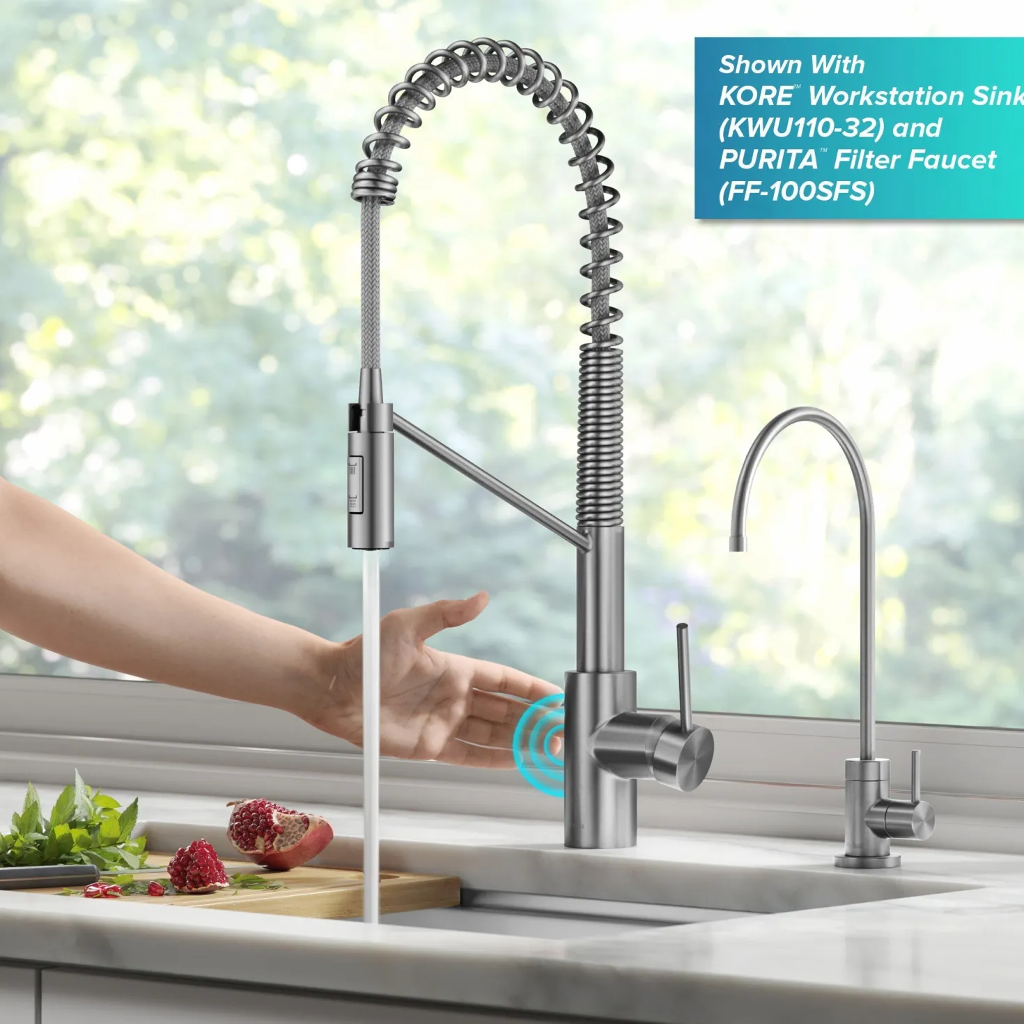 KRAUS Oletto Touchless Pull-Down Single Handle Faucet in Spot Free Stainless Steel