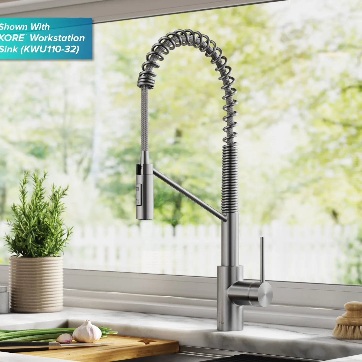 KRAUS Oletto Touchless Pull-Down Single Handle Faucet in Spot Free Stainless Steel
