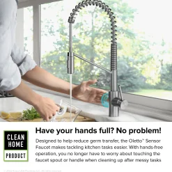 KRAUS Oletto Touchless Pull-Down Single Handle Faucet in Spot Free Stainless Steel