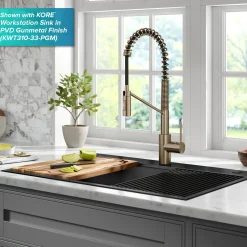 KRAUS Oletto Touchless Pull-Down Single Handle Faucet in Spot Free Antique Champagne Bronze