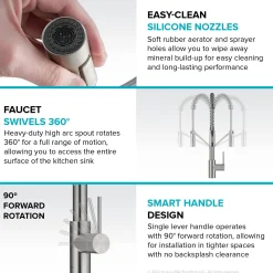 KRAUS Oletto Touchless Pull-Down Single Handle Faucet in Spot Free Antique Champagne Bronze