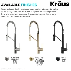 KRAUS Oletto Touchless Pull-Down Single Handle Faucet in Spot Free Antique Champagne Bronze