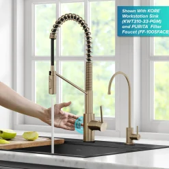 KRAUS Oletto Touchless Pull-Down Single Handle Faucet in Spot Free Antique Champagne Bronze