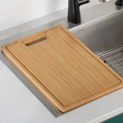 KRAUS Organic Solid Bamboo Cutting Board for Kitchen Sink, 18.5