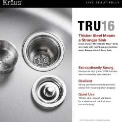 KRAUS Outlast MicroShield 16 Gauge Stainless Steel Undermount Kitchen Sink