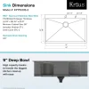 KRAUS Pax Zero-Radius 33" Handmade Topmount Single Bowl 16 Gauge Stainless Steel Drop-In Kitchen Sink with 2 Pre-Drilled Holes