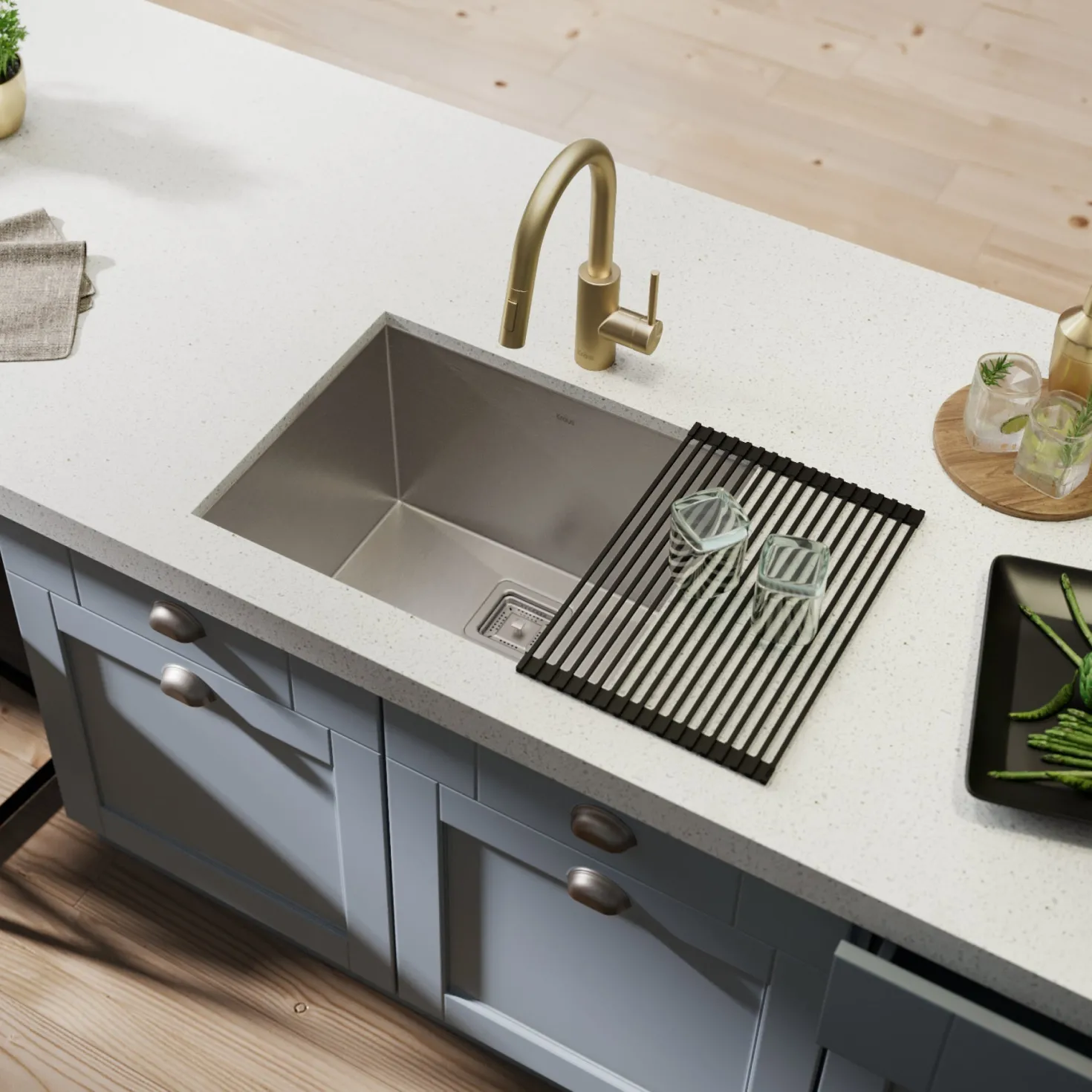 KRAUS Pax Zero-Radius 24" Undermount Single Bowl Stainless Steel Laundry Utility Sink