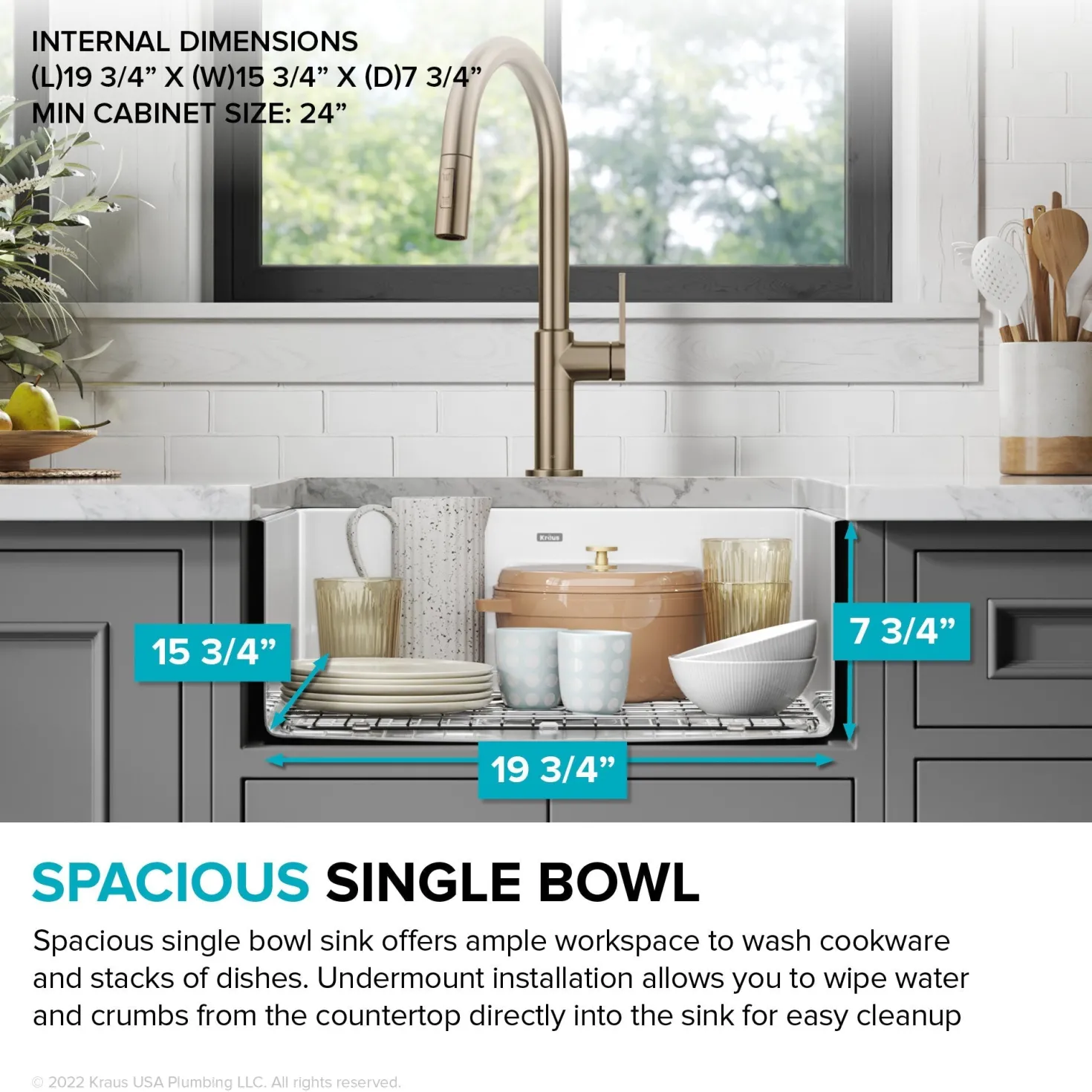 KRAUS Pintura 21" Undermount Enameled Single Bowl Kitchen Sink in White