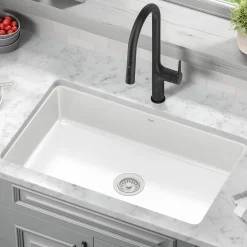 KRAUS Pintura 32" Undermount Porcelain Enameled Steel Kitchen Sink in White