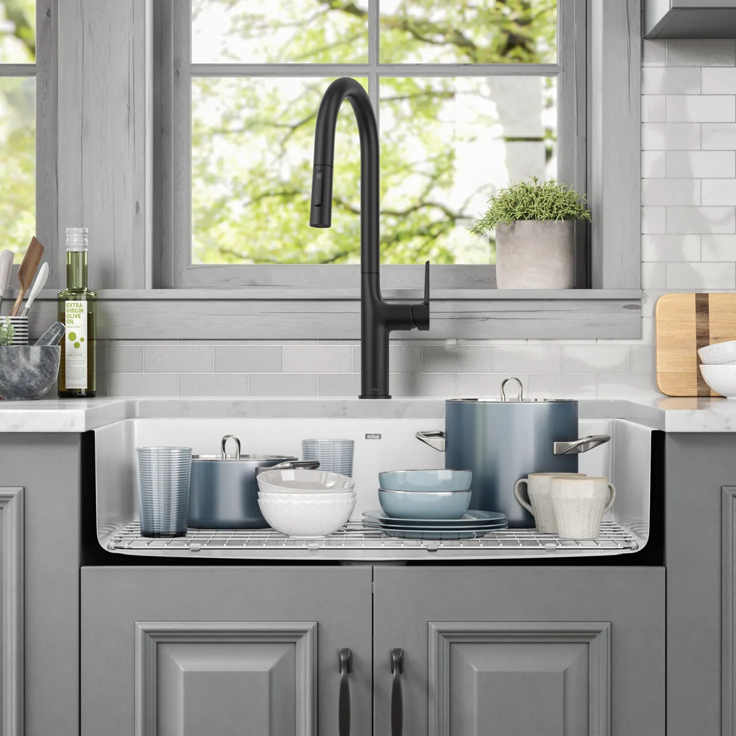 KRAUS Pintura 32" Undermount Porcelain Enameled Steel Kitchen Sink in White