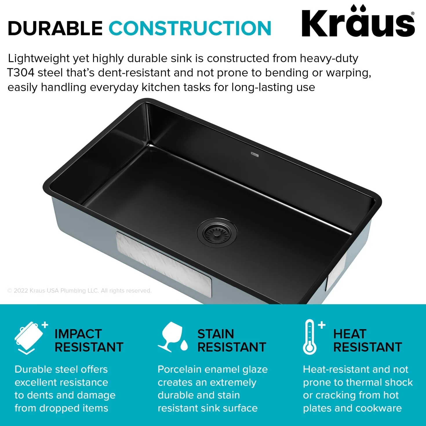 KRAUS Pintura 32" Undermount Porcelain Enameled Steel Kitchen Sink in Black