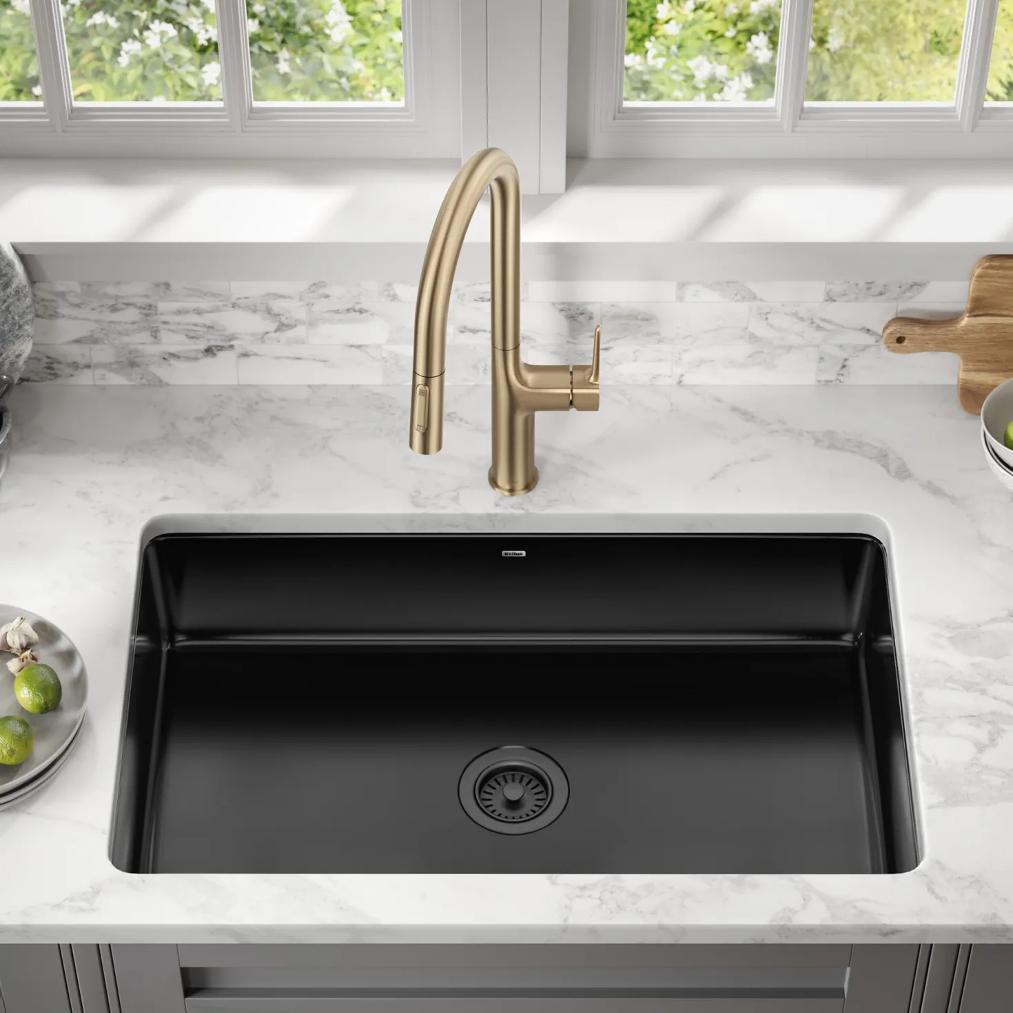 KRAUS Pintura 32" Undermount Porcelain Enameled Steel Kitchen Sink in Black