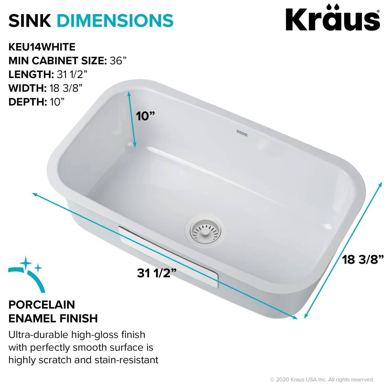 KRAUS Pintura 31 1/2" White Enameled Stainless Steel Kitchen Sink