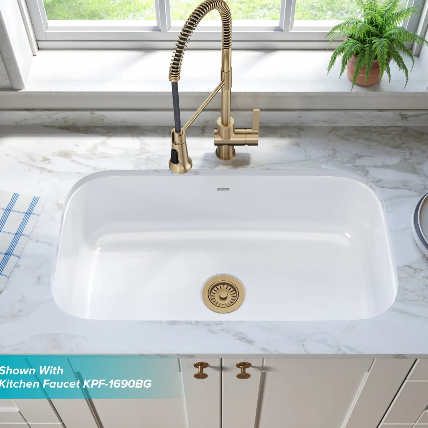 KRAUS Pintura 31 1/2" White Enameled Stainless Steel Kitchen Sink