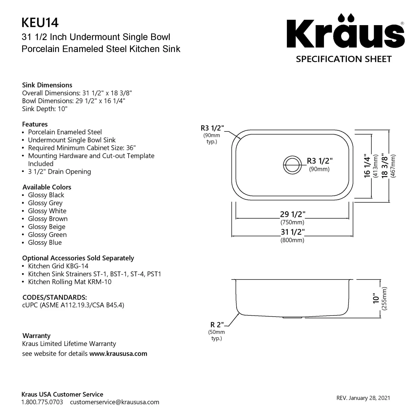 KRAUS Pintura 31 1/2" White Enameled Stainless Steel Kitchen Sink
