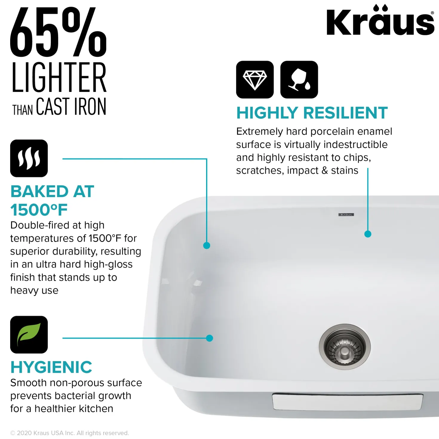 KRAUS Pintura 31 1/2" White Enameled Stainless Steel Kitchen Sink