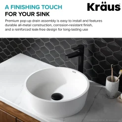 KRAUS Pop-Up Drain for Bathroom Sink in Matte Black