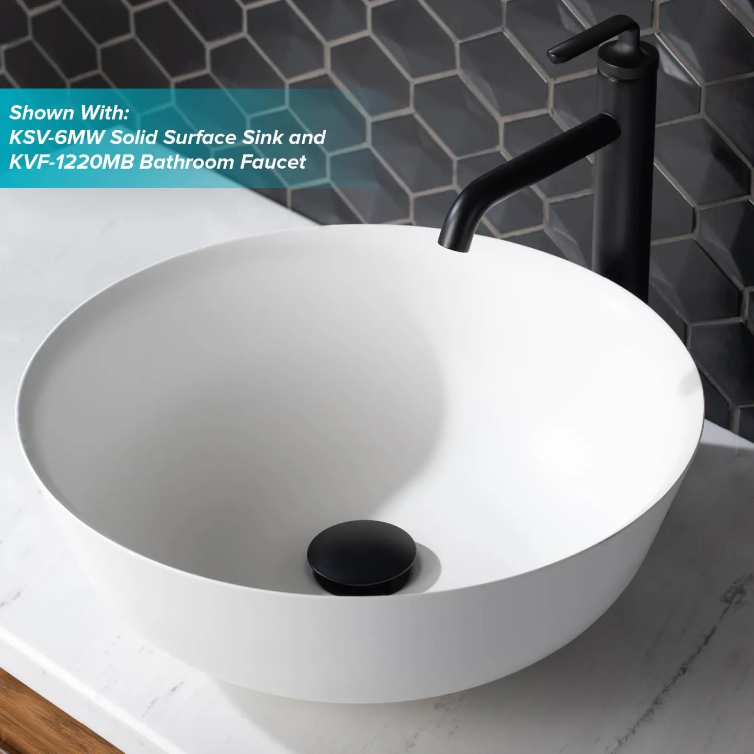 KRAUS Pop-Up Drain for Bathroom Sink in Matte Black