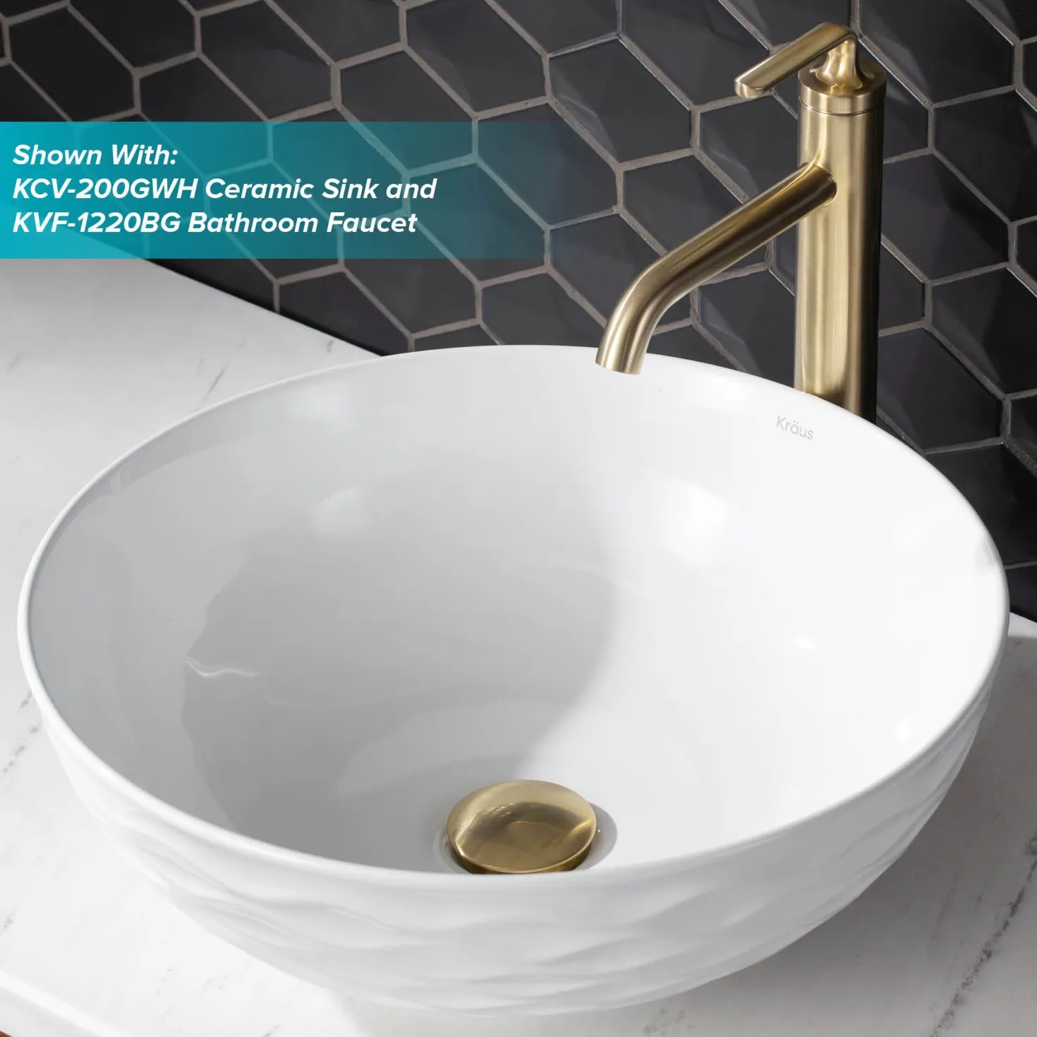 KRAUS Pop-Up Drain for Bathroom Sink in Brushed Gold