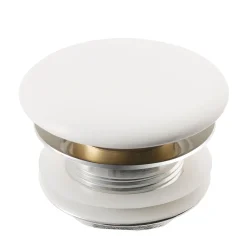 KRAUS Pop-Up Drain with Porcelain Ceramic Top for Bathroom Sink without Overflow, Gloss White