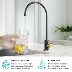 KRAUS Purita 100% Lead-Free Kitchen Water Filter Faucet in Black and Brushed Brass
