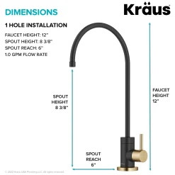 KRAUS Purita 100% Lead-Free Kitchen Water Filter Faucet in Black and Brushed Brass