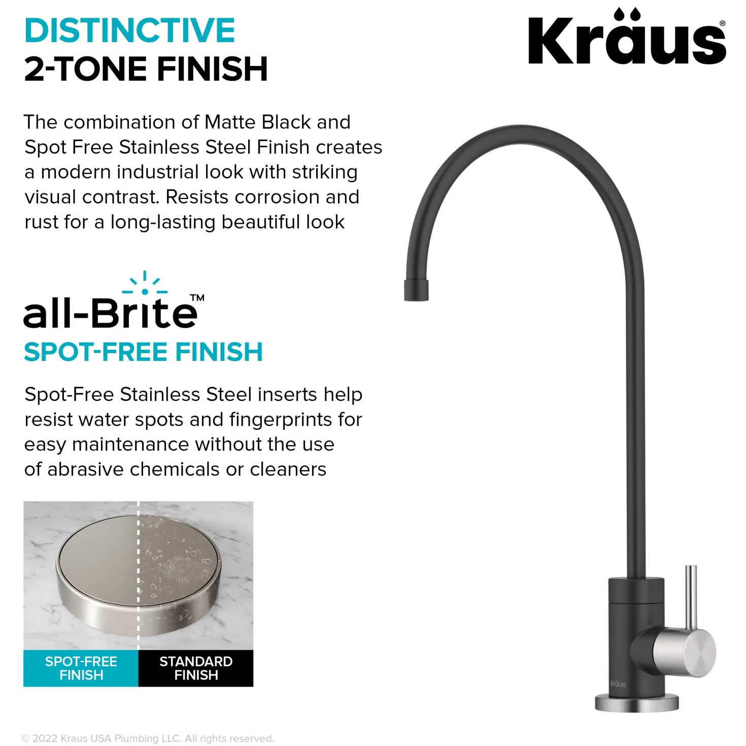 KRAUS Purita 100% Lead-Free Kitchen Water Filter Faucet in Spot Free Stainless & Matte Black