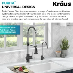 KRAUS Purita 100% Lead-Free Kitchen Water Filter Faucet in Spot Free Stainless & Matte Black