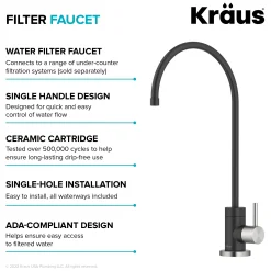KRAUS Purita 100% Lead-Free Kitchen Water Filter Faucet in Spot Free Stainless & Matte Black