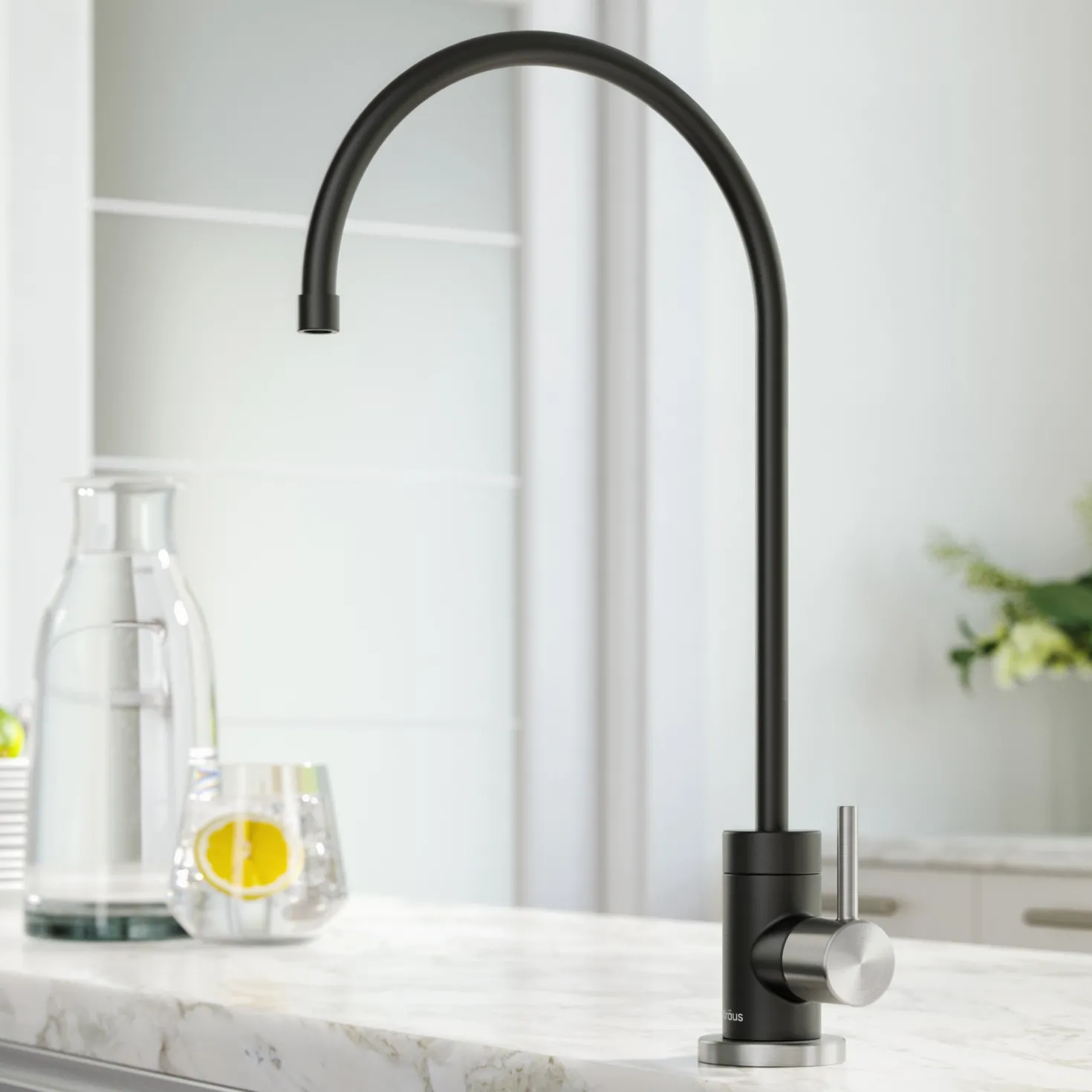 KRAUS Purita 100% Lead-Free Kitchen Water Filter Faucet in Spot Free Stainless & Matte Black